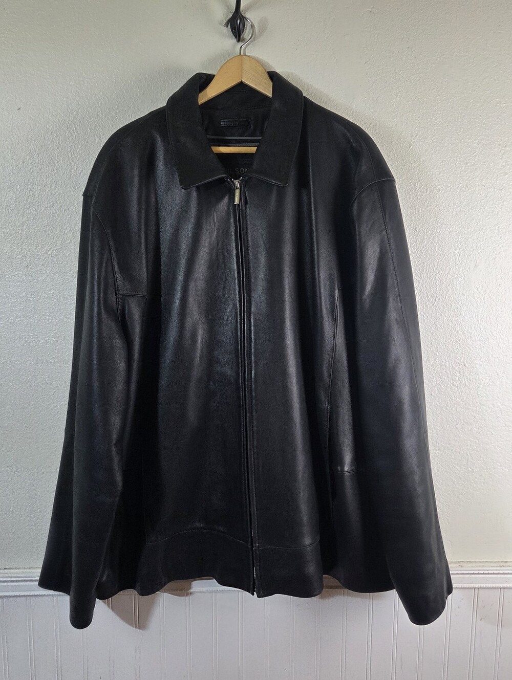 Wilsons Leather Pelle Studio 3XLT Black Leather Jacket 3M Thinsulate Big Tall